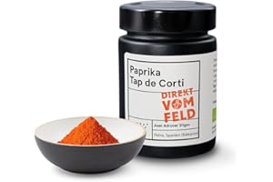 ‎DIREKT VOM FELD Direkt vom Feld® Paprika Tap de Cortí |Das fruchtig-süße Geheimnis der Insel | Gewürze und Kräuter | nachhaltiger Anbau | BIO, gemahlen | 75g inkl. Aromaglas