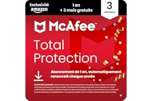 McAfee Total Protection 3 appareils 2025 | 15 mois |VPN sécurisé, logiciel de sécurité avec antivirus, gestionnaire de mots de passe et surveillance de l'identité | Téléchargement