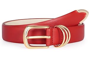 JasGood Damski pasek skórzany ze złotą klamrą, modny skórzany pasek w talii dla kobiet, dżinsy, spodnie, sukienki