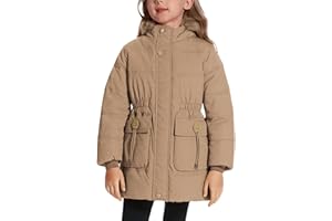 SEAUR Manteaux Enfant Fille Parka Doublée avec Capuche Amovible Doudoune Chaud Veste D'hiver Automne 6-11 ans