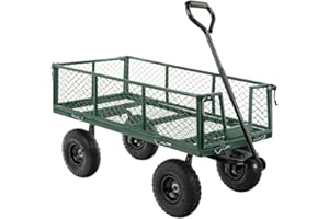 ‎MARK ADLER MARK ADLER Cart 4.0 | Bollerwagen Gartenwagen Transportwagen | belastbar bis 350 kg | Faltbar abklappbare Seitenteile | Stahlrahmen | Plattformwagen Schubkarre Anhänger | Langer Handgriff | Grün