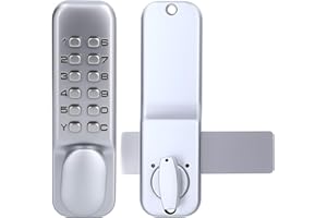 BIGKING Digital Door Lock, Deadbolt Mechanical Combination Lock, Chrome Latch Keyless Entry Door Lock, Anti Theft Codes Lock for Bidirectional Gate Glass Door