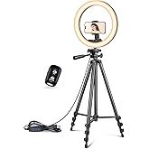 UBeesize 12 inch Ring Light met Telefoon Stand, Selfie Ring Lamp met 50" Uitschuifbare Driepoot Stand & Telefoon Houder voor 