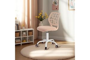 FurnitureR Silla de Escritorio para niños, Silla giratoria de Altura Ajustable con diseño de Respaldo de Agujero pequeño, Adecuada para Dormitorio de niños o Sala de Estudio, Color Rosa