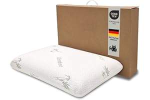 Foxx Orthopädisches nackenfreundliches Bamboo Kissen 60x40 cm Visko Nackenstützkissen Seitenschläfer/Rückenschläfer Kopfkissen Viskoschaum viskoelastisch Memoryschaum Viskokissen Gedächtnisschaum