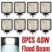 Produktbild Off Road LED Flutlicht Arbeitsleuchte 48 W 12 V 24 V Quadratisch fahren Licht Lampe Flutlicht Wasserdicht für 4 x 4 Trucks Van ATV Trailer Traktor UK Lager (Set von 8)