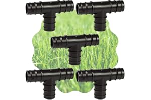 ACQUAVERDE Raccordo a Tee, Portagomma "T", Connettore a 3 Vie per Tubi e Sistemi di Irrigazione a Goccia, Nero - Orto Facile (5, 25 x 25 x 25 mm)