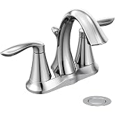Moen Eva Krom İki Kulplu Centerset Banyo Lavabo Bataryası Tahliye Montajlı, 6410