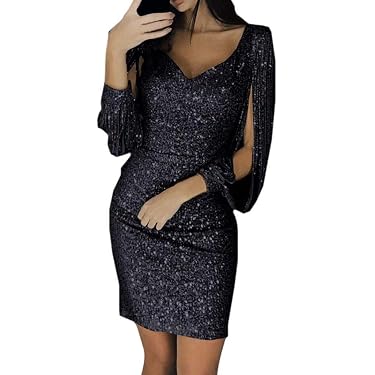 Robe De Soirée Courte En Tulle à Paillettes – Manches Longues, Taille Haute, Portefeuille, Pour Noël, Soirées - 10