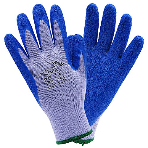 12 Paar FOURSCOM Arbeitshandschuhe Latexhandschuhe Gr.7-12 EN388/2242 CAT 2 Größe 9