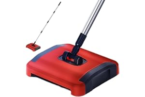 WEDHAPY Carpet Sweeper Manual Carpet Cleaner Brush 3 Rolling Brushes Floor Sweeper Carpet Brush with Wheels and Large Waste Bin 43inch Detachable Carpet Cleaner for Pet Hair Dust Debris