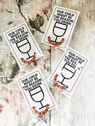 Teachers gifts thankyou nursery nurse, teaching assistant. Humorous summer gifts. Our child might be the reason you drink. Wine glass charm.
