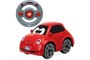 Chicco Fiat 500e, Macchina Telecomandata per Bambini, con Volante Radiocomando Intuitivo e Ergonomico, 2 Pulsanti, Suoni Reali Motore e Clacson, Giochi per Bambini 2-6 Anni