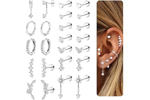 Adramata 12 Par Örhängen Set Kvinnor Rostfritt Stål Örhänge Cirkel Liten Knapp-Örhänge Allergisk Conch Trago Helix Piercing Örhänge Kvinnor Guld