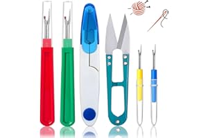 TUSERXLN Seam Ripper Stitching Thread Unpicker, 6 Pcs Professional Sewing Tool Kit Include 2 Big and 2 Small Seam Ripper, Positioning Pin and Yarn Scissors for Sewing Needlework DIY Craft