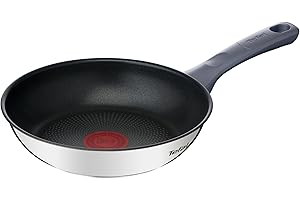 Tefal Daily Cook - Sartén de 20 cm, Apto inducción, antiadherente, revestimiento titanio, Thermo-signal, sin PFOA, apto lavavajillas y horno, acero inoxidable