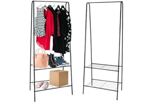 HOME KOKO LOOK Stand Appendiabiti Appendi Abiti Camera Letto Appendiabiti Da Terra Salvaspazio Porta Abiti Stender Appendiabiti Appendino Da Terra Appendiabiti Ingresso Appendiabiti Da Terra Moderno 153x60cm - Nero