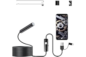 BOBOPACK Endoscope for Smartphones, Endoscope Camera Mobile Phone, Endoscope Camera with 6 Lights, Waterproof Probe IP67, Pipe Inspection Camera with 5 m Semi-Rigid Cable, for Android
