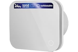 Turbionaire TREND 150 SWM Ventilateur, Extracteur de Salle de Bain, Blanc, 150mm de Diamètre, 210m³/h, 24Pa, Clapet anti-retour, Silencieux 40dB, IPX4, Contre l'Humidité et la Moisissure