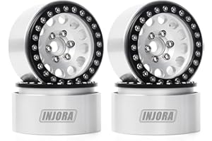INJORA 4PCS 1.9 Inch Metal Wheel Rim Beadlock Wheel Hub for 1:10 RC Rock Crawler Axial SCX10 pro SCX10 II III TRX4 D90 VS4-10 Redcat Gen 8 7 Pro Enduro(Black and Silver)