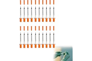 SDKZBFC 1ml Syringes with Needle， Individually Wrapped Lab Supplies, 31G*6mm Wrapped Plastic Measuring Tool for Labs, Pets & Crafts 20 Pack