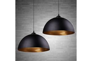 FRIDEKO HOME Nowoczesna przemysłowa lampa wisząca - 2 x lampa wisząca w stylu vintage, Ø 30 cm, szerokość żyrandol, żelazna, oprawka E27, lampa sufitowa do kuchni, piwnicy, salonu, czarno-złota