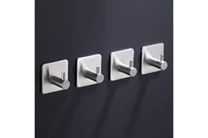 ZUNTO Ganci Adesivi Ganci Portasciugamani in Acciaio Inox Gancio Appendiabiti da Parete Autoadesivo/Gancio per Cucina e Bagno, 4 Pezzi
