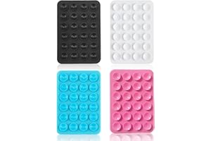 VILBOCR 4 Stück Handy Saugnapf，Silikon Saugnapf Handy，Handy Kleber Rückseite，für Mobile Stromversorgung Handys Selfies und Videos (Himmelblau, Rosa)