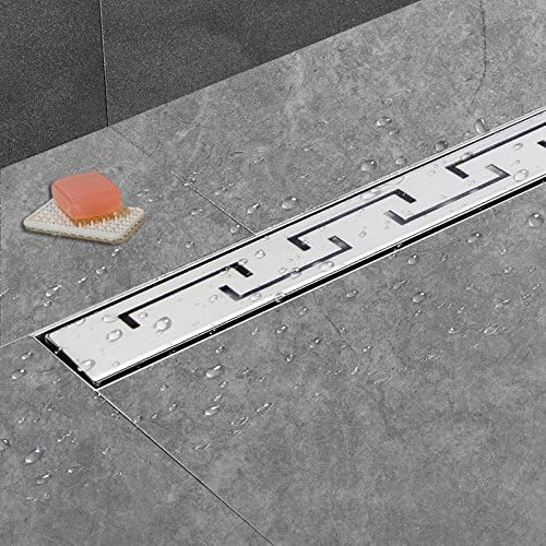 STAINLESS STEEL FLOOR LINEAR SHOWER DRAIN 30-120cm WETROOM BATHROOM CHANNEL TILE (70cm, Greek)