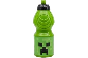 STOR Minecraft butelka na wodę dla dzieci z zamknięciem zapobiegającym kapaniu, 400 ml