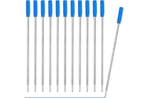 PEIQIUP Metall Kugelschreiberminen (12 Stück), Kugelschreiber Minen, Rundspitze, glattes Schreiben, Für Büro Schule Zuhause, Die Länge beträgt 11,6 cm, Blau