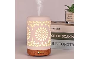 Vankarr Difusor Aceites Esenciales 100ml Difusor de Aromas Ultrasónico Difusor de Aromaterapia Humidificador Vaporizador de Esencias para Casa, Yoga (Blanco 100ml)