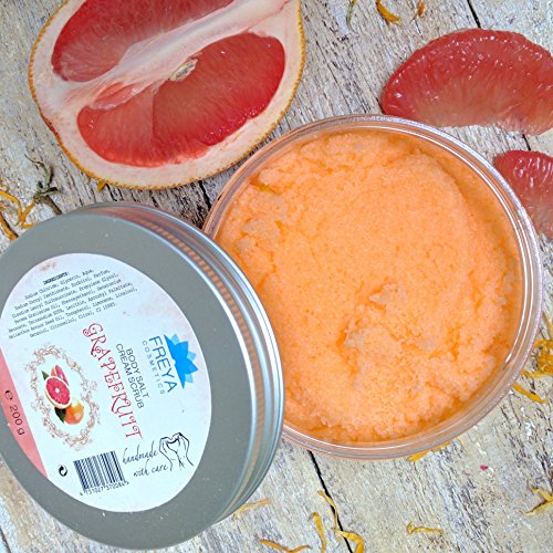 Handgefertigt Natürlich Grapefruit Geschenkset 5 tlg. Creme Salz Peeling Duschgel Seife Badebombe – Handmade Deluxe Relax Natural SPA Gift Set Grapefruit - 5