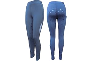 Canter Childrens Full Seat Silicone Star Riding Tights with Pocket Kids Jodhpurs Jods