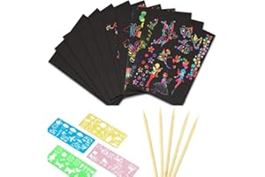 DAIRF kratzbilder für kinder kratzbilder, 50 Stück Regenbogen Magie Kratz Zeichenpapier, Kratzzeichnung Zeichnung Graffiti-Set