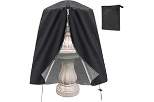 APIPI Fountain Cover, 48"D x 68"H Weatherproof Garden Fountain Statue Protective Cover with Zipper & Drawstring, 420D Oxford Cloth for Winter Outdoor Patio Garden