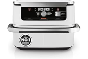 Ninja Foodi FlexDrawer Air Fryer, Dual Zone Avec Séparateur Amovible, Grand Tiroir de 10.4 L, 7-en-1, Double Zone, Sans Huile, Pièces Antiadhésives Compatibles Au Lave-Vaisselle, Blanc AF500EUWH