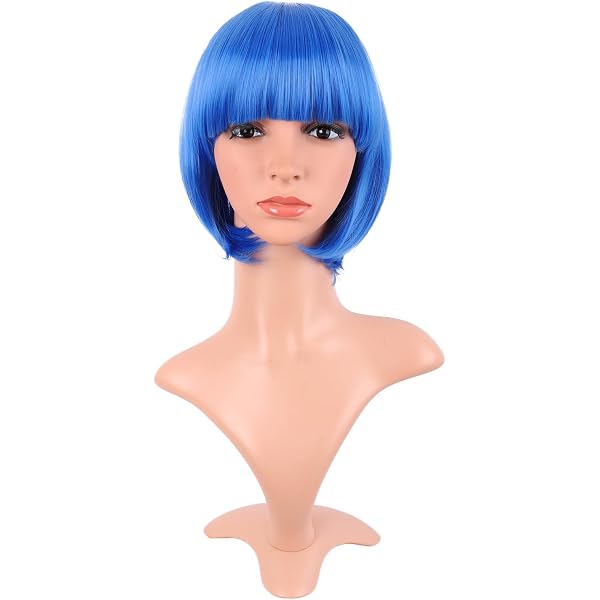 WIG ME UP Karnevalsperücke 'Bob' Kurz Mit Pony - Halbiert Blau & Rosa Für Damen