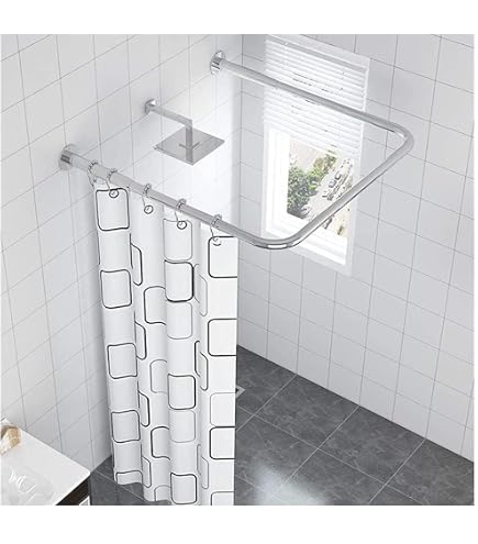 Asta Tenda Doccia A L In Acciaio Inox: Regolabile 90-130 Cm, Per Separare Zona Bagno/asciutta, Installazione A Parete