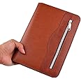 Gift for Men,SAYEEC A5 Executive Conference Folder Travel Portfolio Ringbinder Folio Zip Around PU Leather Loose Leaf Refillable Lined Paper Business Notebook Zipped Organiser with Calculator(Brown)
