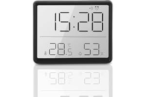 KINBERRY Magnetic Digital Clock with Alarm Clock,Multifunctional Temperature Humidity Clock, Indoor Digital Thermometer Hygrometer ℃/℉ Selectable,Comfort Display (Black)