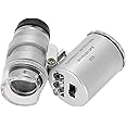 Excefore Mini Microscope, 60X Universal Portable Microscope with LED UV Lights Magnifying Glass, for Biological Jewelry Coins Currency Stamps Antiques
