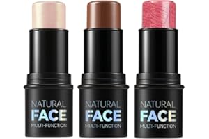 OKAQEE Contour Highlighter Blush Sticks - Long Lasting Waterproof Light Multi Stick Face Makeup - Bronzer Contour & Shimmer Pearl Highlighter Cream Blush Stick for Cheeks & Lips (Black Package B Set)