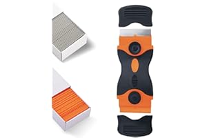 GURFZCYUOO Scraper Tool Set, Double Edged Glass Scraper Double Edged Plastic Scraper with 10 Steel Blades and 10 Plastic Blades Cleaning Scrapers for Removing Glue Sticker Paint Labels Decals Tint from Glass