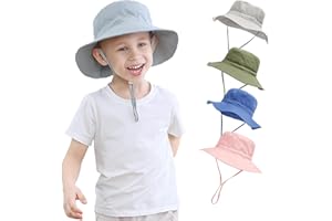 YANWANG Baby Kids Adjustable Bucket Sun Hat, UPF 50+ Sun Protection Beach Cap for Toddler Boys Girls
