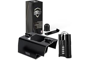 GUARDLOCK Antivol Remorque Universel Solide et Amélioré - Cadenas de Haute Qualité Durable dans le Temps - Cache Boule d'Attelage Offert - Antivol Remorque Moto, Caravane, Voiture Attelée et non Attelée