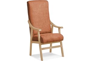 Abuelo a Gusto - Silla Brazos de Madera, Respaldo Recto, Ideal para Personas Mayores, Movilidad Reducida o Dolor Espalda. Usada en residencia y geriátricos. Tamaño: 57x69x116 cm. (Natural, Naranja)