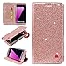 Produktbild Sycode Galaxy S7 Edge Glitzer Schutzhülle,Flip Hülle für Samsung S7 Edge,Luxus Noble Bling Glitter {Be Loved} Herz Entwurf Pu Leder Schutz mit Kartensteckplätzen Standfunktion Ständer Handyhülle Folio Tasche Case Cover für Samsung Galaxy S7 Edge-Rose Gold