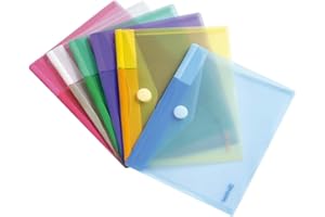 DJOIS TARIFOLD 510259 – Carpeta portadocumentos A5 Sobres Plástico cuartilla, cierre velcro, multicolor– 6 unidades
