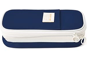 JOYSKY Piórnik z dużą dziewczynką, nastolatką, pojemność, piórnik na długopisy, 2 przegródki na zamek błyskawiczny, etui na ołówki, do szkoły, biura, szafirowy